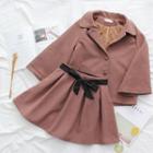 Set: Woolen Button Jacket + A-line Skirt
