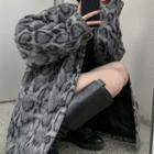 Leopard Loose-fit Coat Gray - One Size