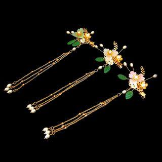 Faux Pearl & Floral Dangle Hair Clip