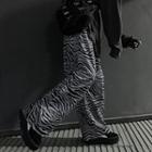 High-waist Zebra-print Straight-cut Pants