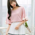 Elbow-sleeve T-shirt / Mini A-line Skirt / Set