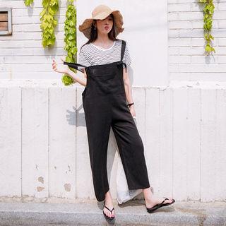 Pocket-front Linen Blend Jumpsuit