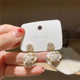 Flower Glaze Rhinestone Alloy Swing Earring