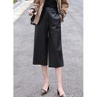Pleather Cropped Wide-leg Pants