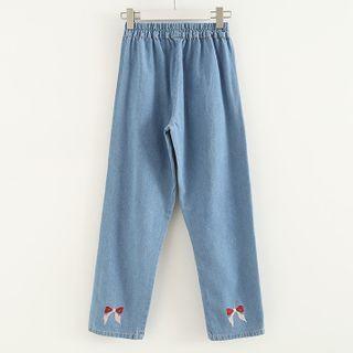 Ruffled Straight-leg Jeans