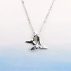 Whale Tail Pendant Alloy Necklace Silver - One Size