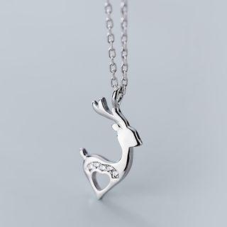 925 Sterling Silver Deer Pendant Necklace S925 Silver - Silver - One Size