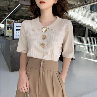 Short-sleeve Light Knit Polo Shirt