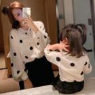 Family Matching Long-sleeve Polka Dot Buttoned Top / Camisole Top