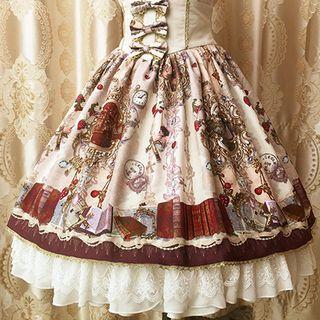 Bow Accent Lace Hem High Waist A-line Skirt