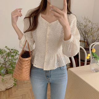 Lace Tie-strap Cropped Blouse