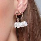 Faux Pearl Fringed Earring 1 Pair - 01 - Wg00364 - Kc Gold - One Size