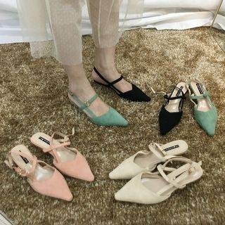 Pointy Slingback Kitten-heel Sandals