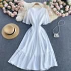Round-neck Ruffle Short-sleeve Dress