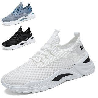 Lettering Mesh Lace-up Athletic Sneakers