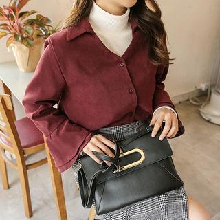 Ruffle-cuff Plain Blouse