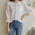 Laced Sailor-collar Frilled Blouse