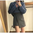 Mock Neck Sweater/ Asymmetrical Mini A-line Skirt