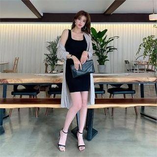 Square-neck Knit Bodycon Dress