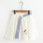 Embroidered Bow Mini Skirt