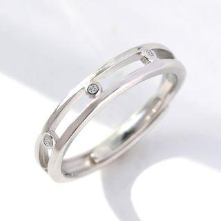 925 Sterling Silver Rhinestone Ring 1 Pc - As Shown In Figure - One Size