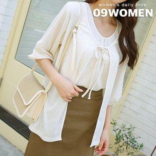 Plus Size Set: Linen Blend Cardigan + Cami