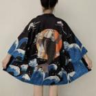 3/4-sleeve Fish Print Jacket