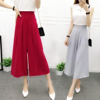 High-waist Cropped Pants Wide Pants