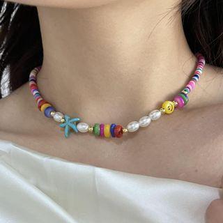 Smiley Starfish Faux Pearl Bead Choker