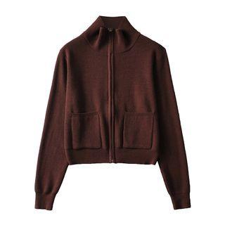 Long Sleeve Mock Neck Pocket Zip-up Jacket