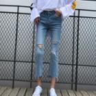 Rip Crop Boot Cut Jeans