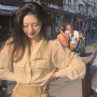 Long-sleeve Sheer Cargo Shirt Almond - One Size