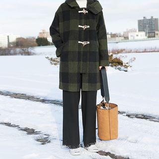 Hooded Check Toggle Coat