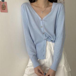 V-neck Knit Long-sleeve Cardigan