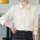 Long-sleeve Lace Collared Blouse