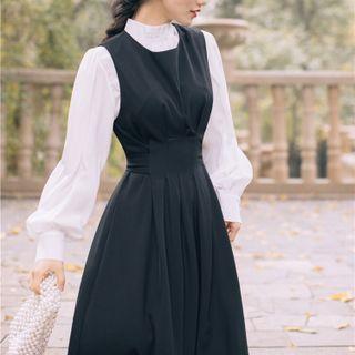 Set: Plain Blouse + Sleeveless Plain Dress