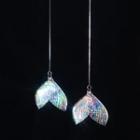 Sequined Mermaid Tail Sterling Silver Dangle Earring 1 Pair - S925 Silver - Silver - One Size