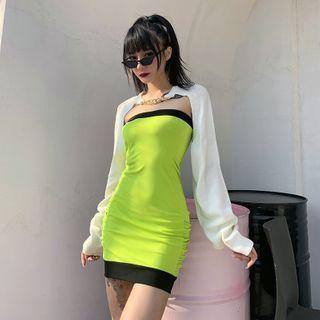 Contrast Trim Mini Bodycon Dress