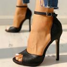 Peep-toe High Heel Faux Leather Sandals