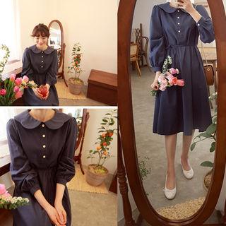 Collar-detail Cotton Shirtdress With Sash