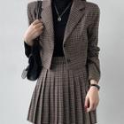 Single-breasted Plaid Cropped Jacket