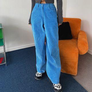 Vivid Corduroy Wide-leg Pants