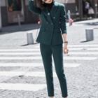 Set: Double-breasted Blazer + Dress Pants + Shirt + Skirt