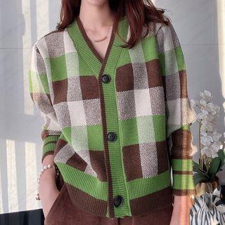 Plaid Cardigan Check - Green - One Size
