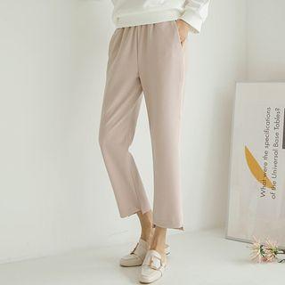 Piped Cutout-hem Straight-cut Pants