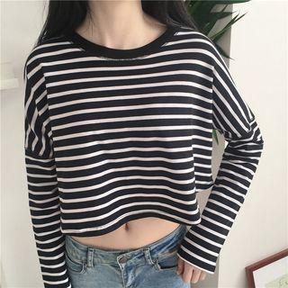 Striped Long-sleeve T-shirt Black - One Size