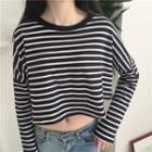 Striped Long-sleeve T-shirt Black - One Size