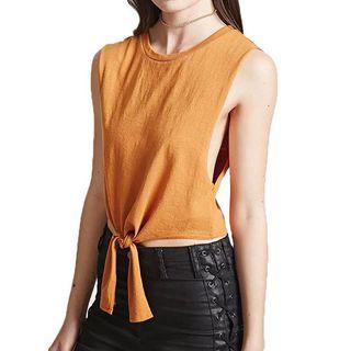 Tie-hem Cropped Sleeveless Top