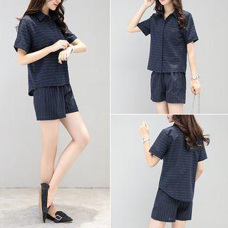 Set: Short-sleeve Striped Shirt + Shorts