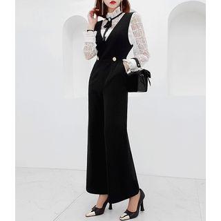 Button-accent Bell-bottom Jumpsuit